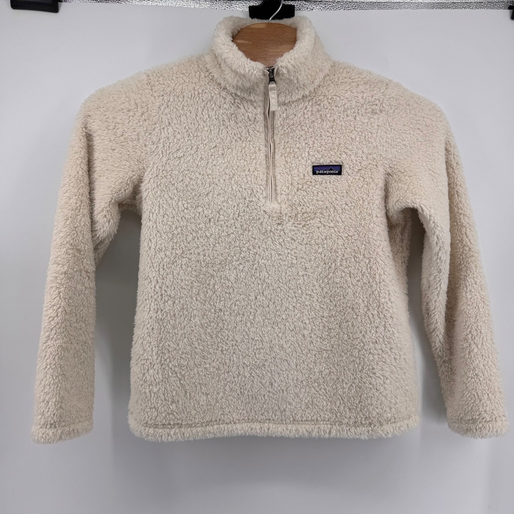 Patagonia Los Gatos Pullover Womens Medium Cream Fleece Quarter Zip Jacket - Picture 2 of 7